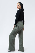 شلوار لینن رویال جین سبز زیتونی کد 200028 - تصویر 2