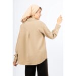 شومیز سیلک رویال جین رنگ کرم قد70 کد 200113 - تصویر 2