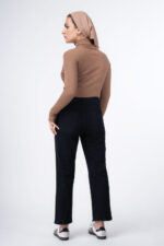 شلوار واید رویال جین دمپا کات مشکی قد 90 کد 200153 - تصویر 2