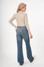 شلوار واید فلکس رویال جین  رنگ آبی وسط برفکی قد 108 کد 7000118 - تصویر 2