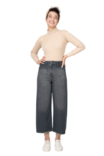 شلوار واید لگ رویال جین جک پات رنگ طوسی آبی قد 90 کد 4000162 - تصویر 2