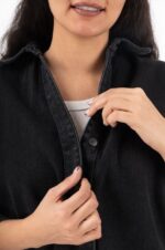 شومیز جین وستا رویال جین رنگ ذغالی قد65 کد 400082 - تصویر 4