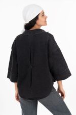 شومیز جین وستا رویال جین رنگ ذغالی قد65 کد 400082 - تصویر 3