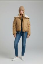 کاپشن زنانه یقه تدی وارداتی  کد 700402 - تصویر 3