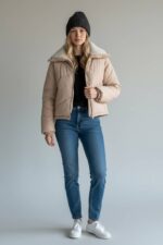 کاپشن زنانه یقه تدی وارداتی  کد 700402 - تصویر 2