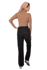 شلوار استریت لاین رویال جین رنگ ذغالی قد 108 کد 700410 - تصویر 3