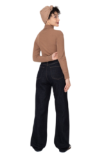 شلوار نیم بگ رویال جین سورمه ای خام شور قد 110 کد 700403 - تصویر 3