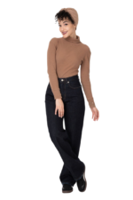 شلوار نیم بگ رویال جین سورمه ای خام شور قد 110 کد 700403 - تصویر 2