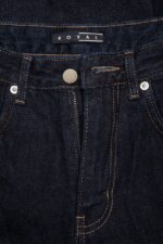 شلوار نیم بگ رویال جین سورمه ای خام شور قد 110 کد 700403 - تصویر 4