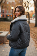 کاپشن زنانه یقه تدی وارداتی  کد 700402 - تصویر 4