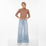 شلوار بگی رویال جین رنگ آبی یخی جک پات  jackpot قد 110 کد 852101