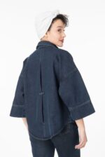 شومیز جین رویال جین پارچه جک پات  رنگ آبی تیره قد65 کد 801105 - تصویر 2