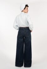 شلوار بگی دمپا زاپ رویال جین رنگ  آبی تیره قد 110 beltloops کد 40001234 - تصویر 2