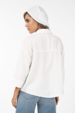 شومیز سیلک کروپین رویال جین رنگ سفید قد60 کد 104105 - تصویر 4