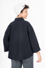 شومیز سیلک کروپین رویال جین رنگ سورمه ای قد60 کد 104106 - تصویر 2