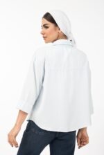 شومیز سیلک کروپین رویال جین آبی آسمانی قد60 کد 104106 - تصویر 2