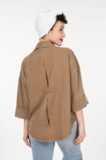 شومیز سیلک رویال جین آستین پاکتی رنگ نسکافه ای قد70 کد 801111 - تصویر 2