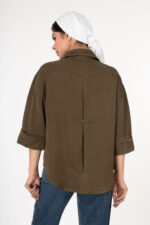 شومیز سیلک رویال جین رنگ گردویی سیر قد68 کد 8011112 - تصویر 2