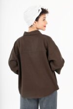 شومیز سیلک کروپین رویال جین قهوه ای سوخته  قد 60 کد 0172 - تصویر 2