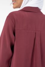 شومیز سیلک سلین رویال جین زرشکی  قد 65 کد 0193 - تصویر 3