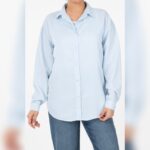 شومیز سیلک رویال جین آبی آسمانی قد 70 کد 0219