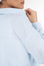 شومیز سیلک رویال جین آبی آسمانی قد 70 کد 0219 - تصویر 3